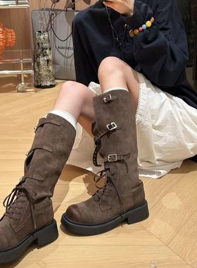 H55女鞋腿型救星2025年新款可调节英伦风超大腿围高筒腿精长靴5cm