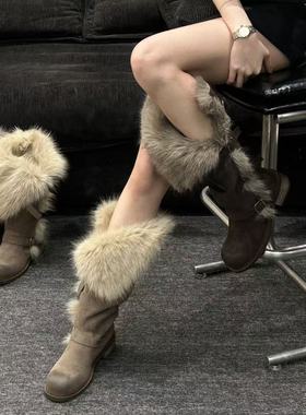 H55女鞋乌托邦2025冬季新款俄式高筒帕扣厚绒时尚百搭保暖雪地靴