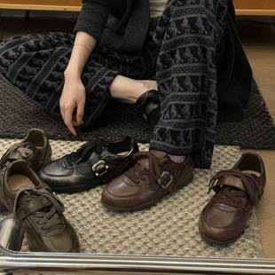 3cm 雾蜡沁色中古世纪德训鞋 H55女鞋 都灵之马2025新款