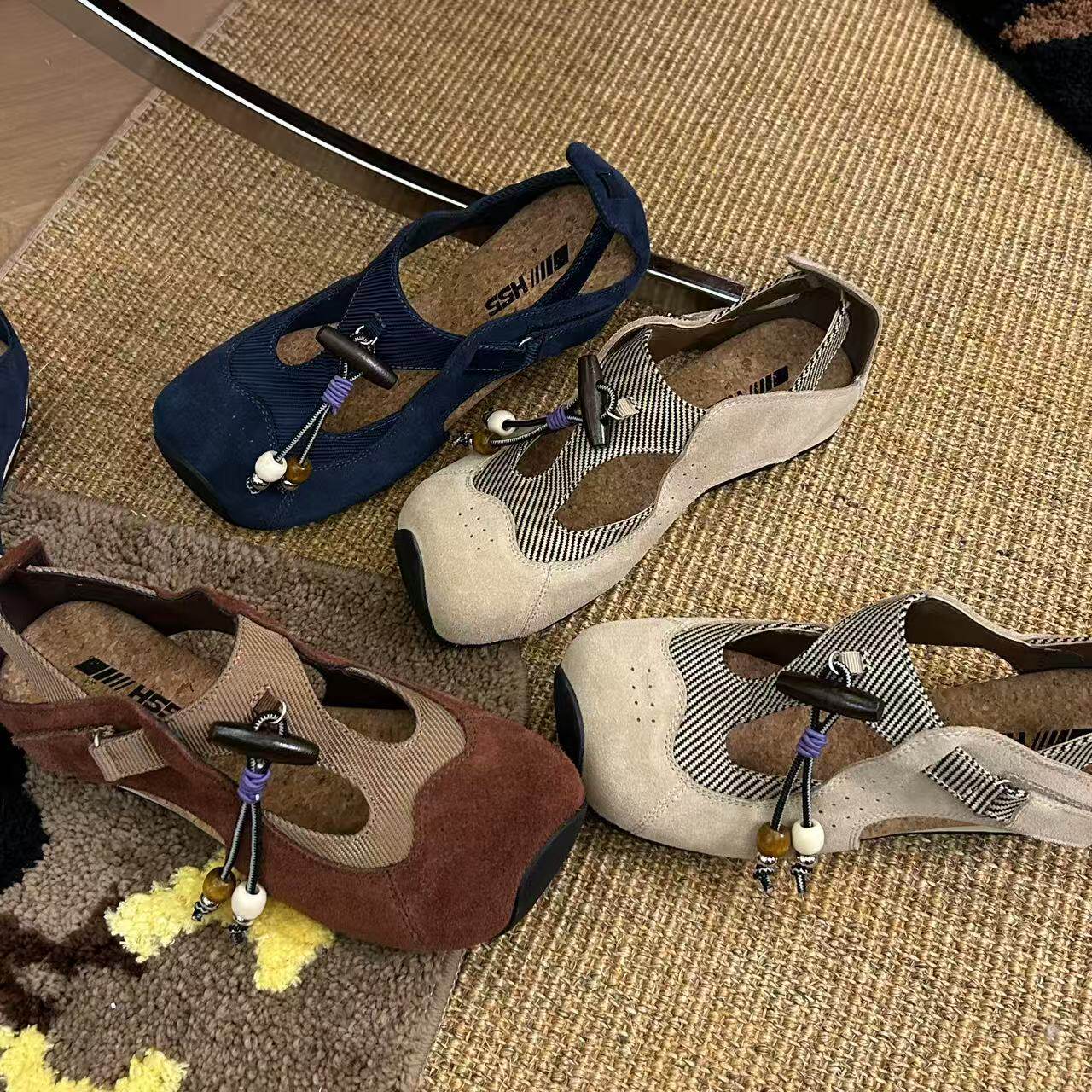 【现货】H55女鞋罗勒与松木民族风木质调德训凉鞋3cm小众玛丽珍