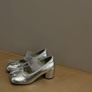 拖鞋 H55女鞋 苹果头复古粗跟包头拖玛丽珍鞋 新款 辛德瑞拉2026春季