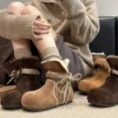 新款 H55女鞋 蒙布朗小面包25冬季 加绒平底保暖休闲两穿百搭雪地靴