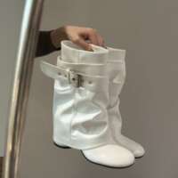 The new H55 women's shoes feature a detachable sleeve that can be worn in two, long, height-increasing metal accessories, and high-end, niche thigh-encircled fashion boots thumbnail 8