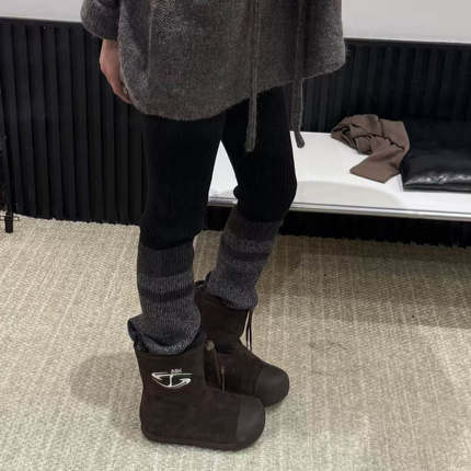 H55女鞋熊掌面包2025新款冬季加厚保暖高帮休闲百搭绒面雪地靴