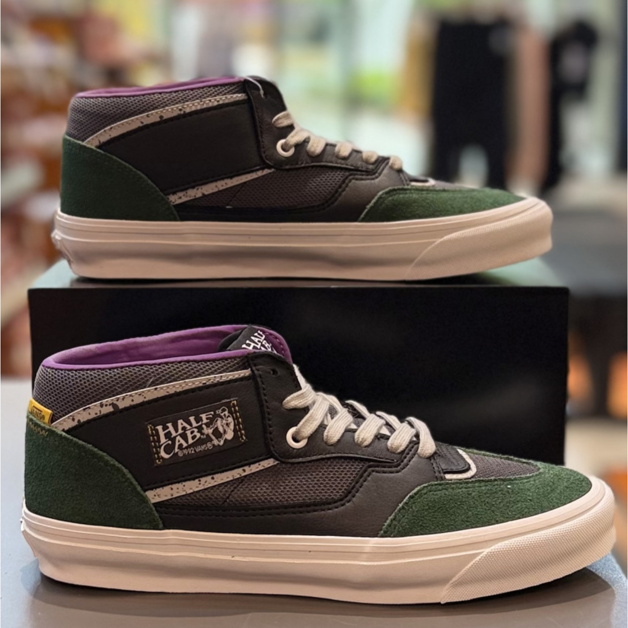 范斯VANS VAULT OG HALF CAB高端线黑绿中帮滑板鞋VN0A5HTJBDT