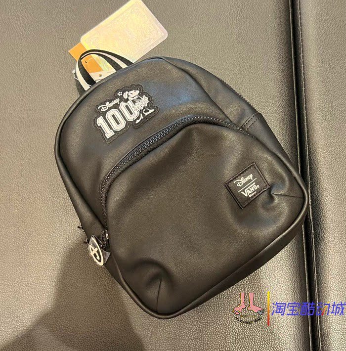 范斯vans x 迪士尼联名皮革迷你双肩背包黑色米老鼠VN000FZHBLK