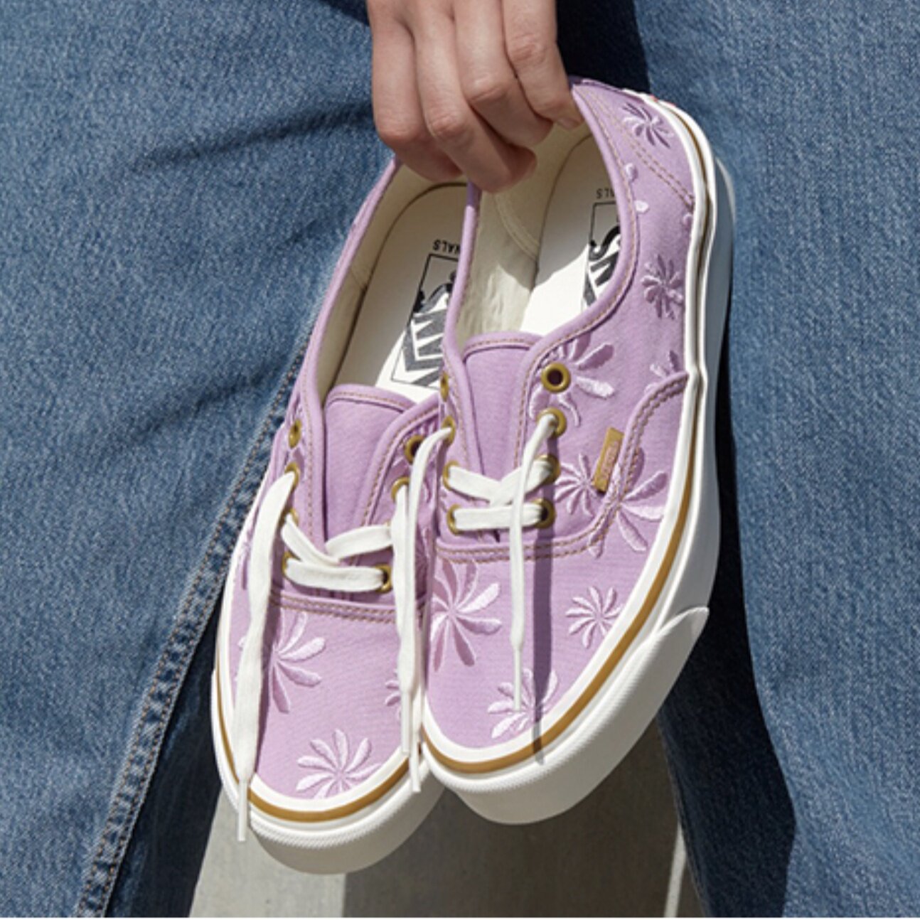 范斯vans authentic og低帮紫色绣花高端线帆布鞋VN0A4BV94IJ