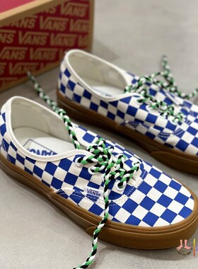 范斯vans authentic低帮蓝白棋盘格子帆布鞋板鞋VN0009PVY6Z