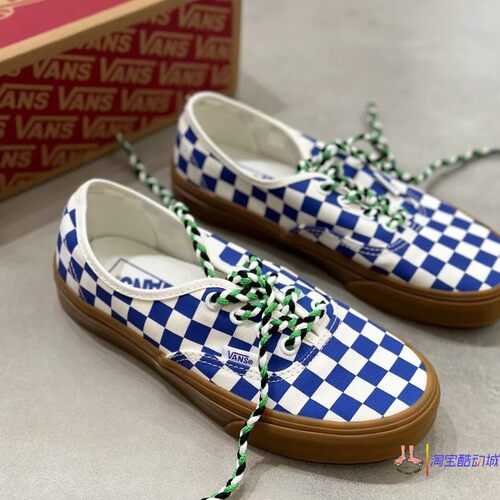 范斯vans authentic低帮蓝白棋盘格子帆布鞋板鞋VN0009PVY6Z