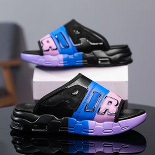 新款 休闲特大码 男士 气垫一字拖厚底休闲拖鞋 户外凉 AIR 陶小宝夏季