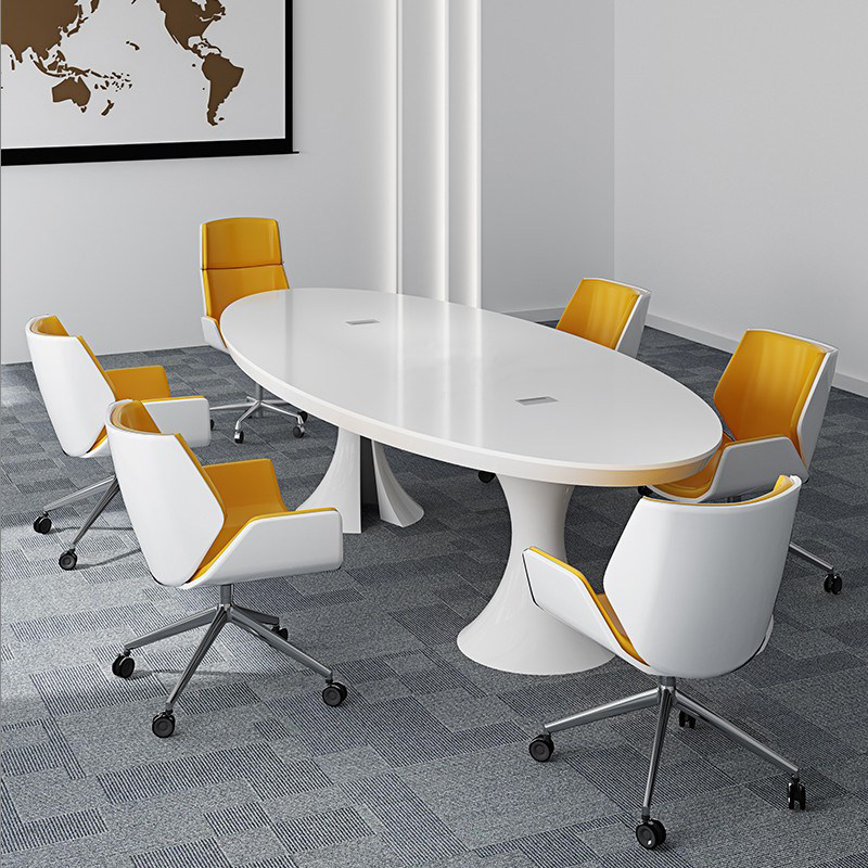 烤漆小型会议桌简约现代长桌椭圆形培训桌洽谈桌椅组合办公桌家具