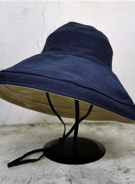 大帽檐渔夫帽双面遮脸遮阳防紫外线大沿盆帽防晒日系太阳帽女百搭
