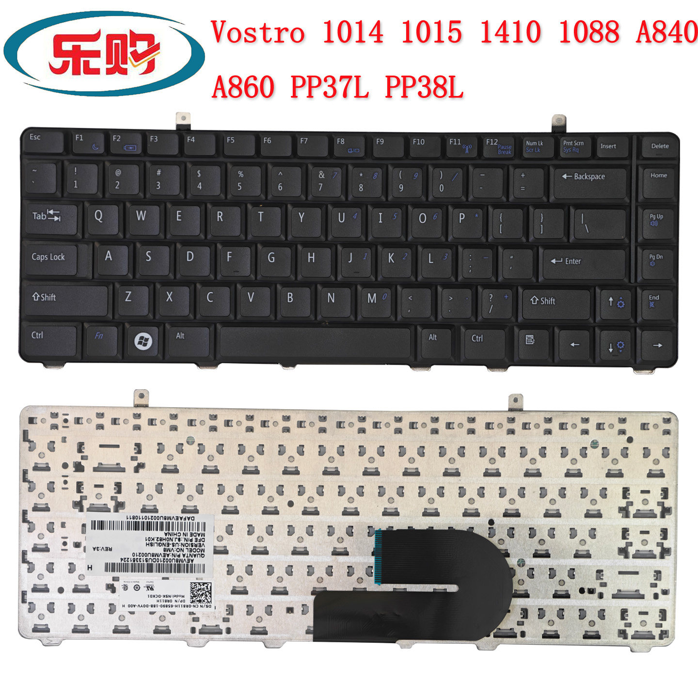 适用戴尔Vostro 1014 1015 1410 1088 A840 A860 PP37L PP38L键盘