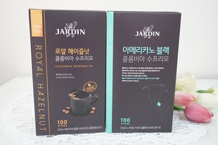 韩国正品JARDIN 黑咖啡榛果香速溶咖啡深度烘焙100条