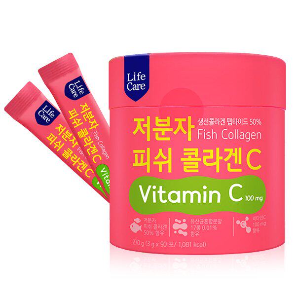 韩国直邮life care低分子水分鱼胶原蛋白粉维他命c便携3g*90包