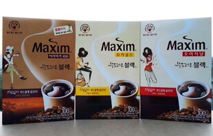 韩国正品麦馨Maxim速溶咖啡摩卡金black原味阿拉比卡100条黑咖啡