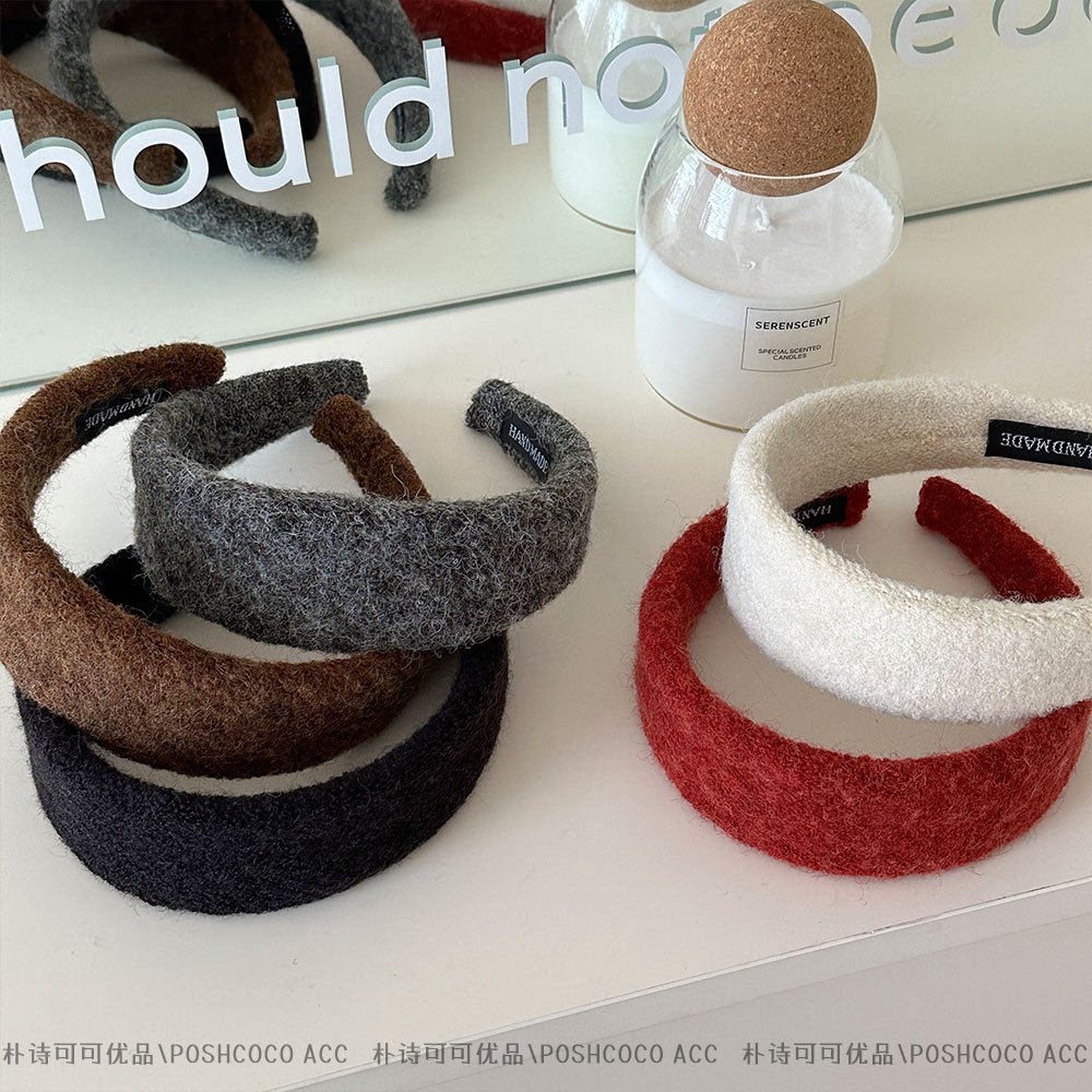 毛绒质感秋冬宽版毛呢宽发箍