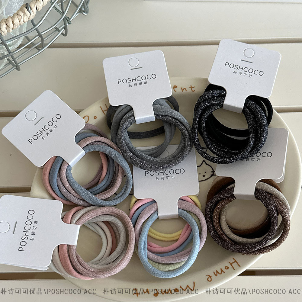 韩国新款亮丝拼色品质高弹力皮筋