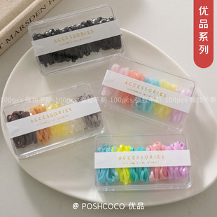 约100根~加厚强拉不断橡皮筋高弹力盒装一次性儿童彩色百搭发圈女
