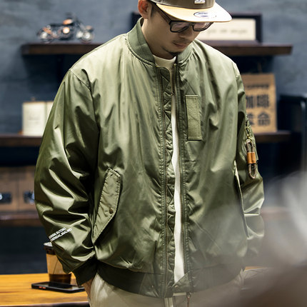 美式工装羽绒服男冬季2024新款加厚保暖棒球服夹克男士军绿色外套