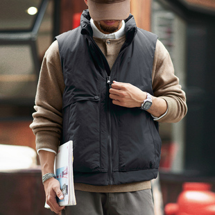 宽松外穿保暖羽绒背心冬季 90鸭绒立领工装 羽绒马甲男2025秋冬新款