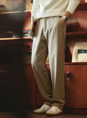 430g秋冬加厚弹力小直筒休闲裤男秋冬新款日常通勤大码百搭长裤