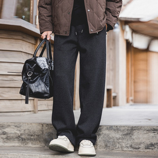 保暖通勤直筒长裤 420g羊毛混纺老钱风加绒休闲裤 新款 2025冬季 男士