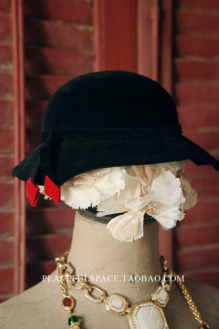 vintage美国中古女帽 羊毛礼帽 影视剧道具 摄影道具