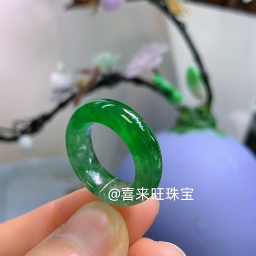 冰种祖母绿满绿冰绿玉石戒指指环