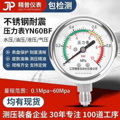 耐震不锈钢YN60BF精普压力表