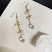 kari show轻奢日系agete风彩宝天然石梦幻月光石白水晶超仙耳饰