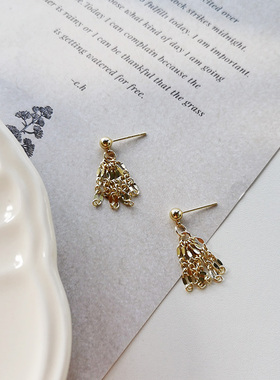 kari show日系简百搭气质美国k金流苏气质可爱耳钉耳夹