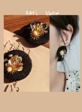 耳钉other日系手作高级感黑色系