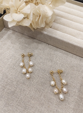 kari show日系法风手作ins风小众高级感珍珠流苏耳钉耳饰