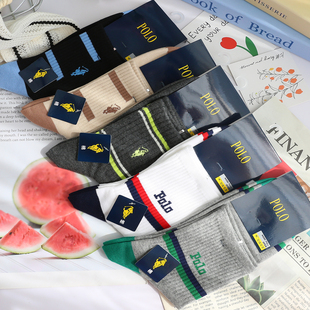 Polo新款秋冬袜子男春秋男袜纯棉袜子男士冬季运动袜子春秋中筒