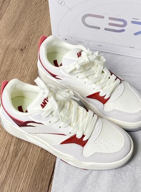 安踏C37板鞋秋季潮流男厚底休闲鞋撞色拼接轻便舒适透气女运动鞋