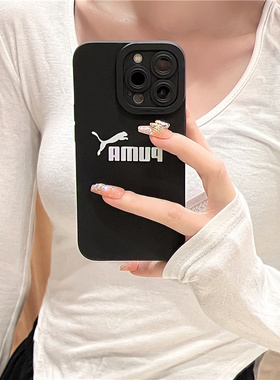 黑色17欧美16适用iphone13pro max苹果12手机壳11全包x男女14包镜头x潮牌TPU软xsmax/xr情侣保护套15超薄简约