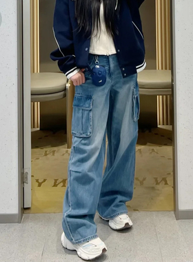 MLB专柜NY口袋户外女子休闲宽松阔腿裤牛仔工装裤26春季新款DPB02