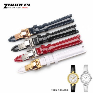 漆皮真皮表带适配tissot天梭弗拉明戈手表女1853T094 210a蝴蝶扣