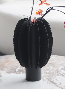 北HWY间欧百叶锯齿艺术花器摆件样板大售楼设计师口径做旧花处瓶