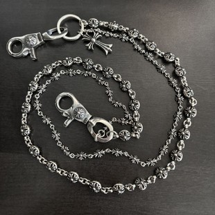 CH克罗伈泰银圆雕十字架吊坠双层裤 链欧美朋克龙虾扣男女包乱挂件