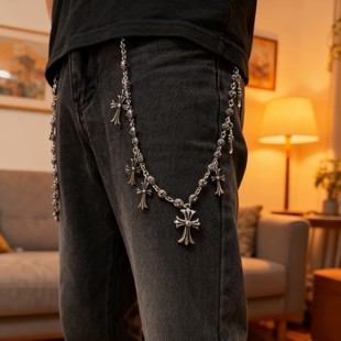CH克罗伈泰银复古多十字架裤 龙虾扣男女潮包链挂饰 链情侣朋克个性