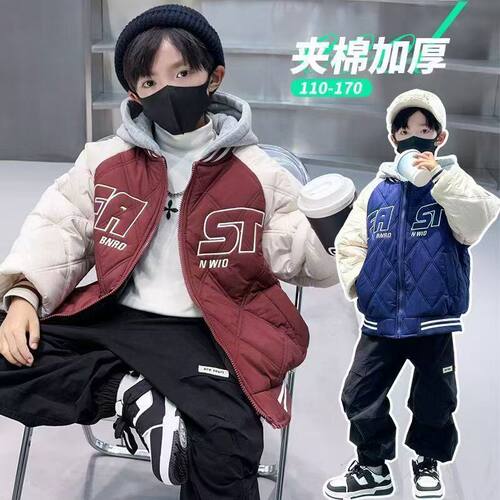 男童加厚夹棉棒球服棉衣