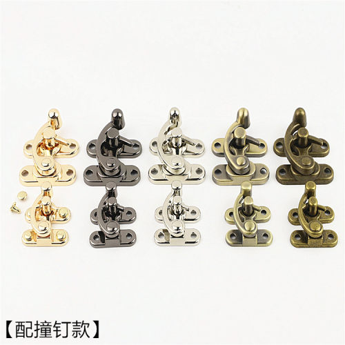 箱包皮具五金配件 古铜色木盒礼品盒复古压铸锁扣牛角锁狗牙钩锁