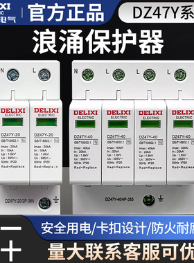 德力西浪涌保护器防雷4P三相单相家用DZ47Y-40开关防雷断线器220v