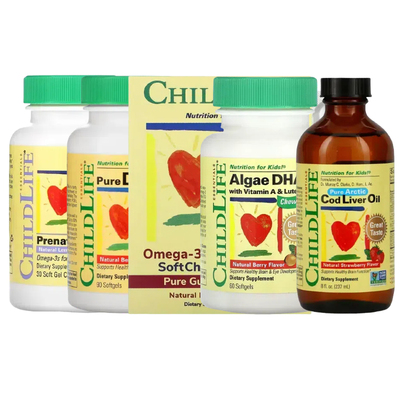 Childlife童年时光必需Omega-3全鳕鱼肝油孕妇藻类DHA胆碱维生素A