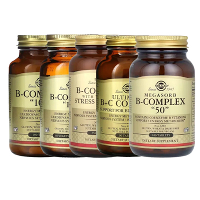 Solgar复合物B +C族仅Only维生素B群B-Complex 50 100 Vitamins