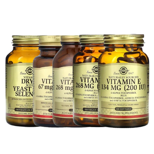 Solgar含硒干性天然液体维生素E d-α d-γ d-δ生育酚d-β乙酸酯