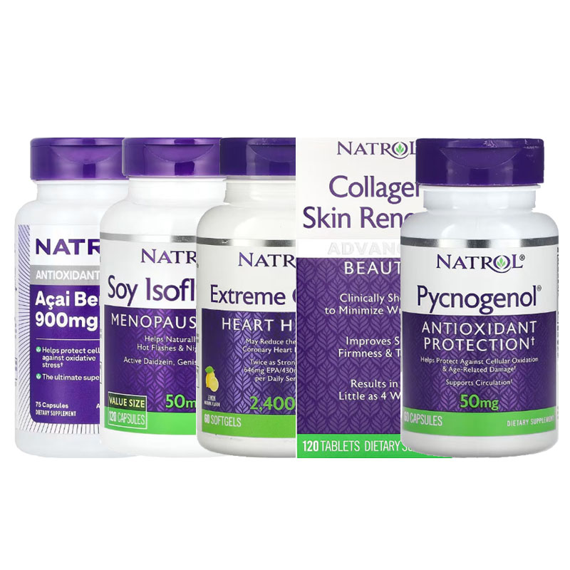 Natrol水果蔬菜法国松树皮碧萝芷胶原蛋白大豆异黄酮鱼油OMEGA-3