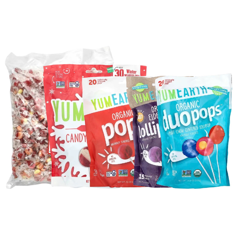 YumEarth有机拐杖接骨木果糖棒棒糖新鲜水果制作的硬糖维生素C糖